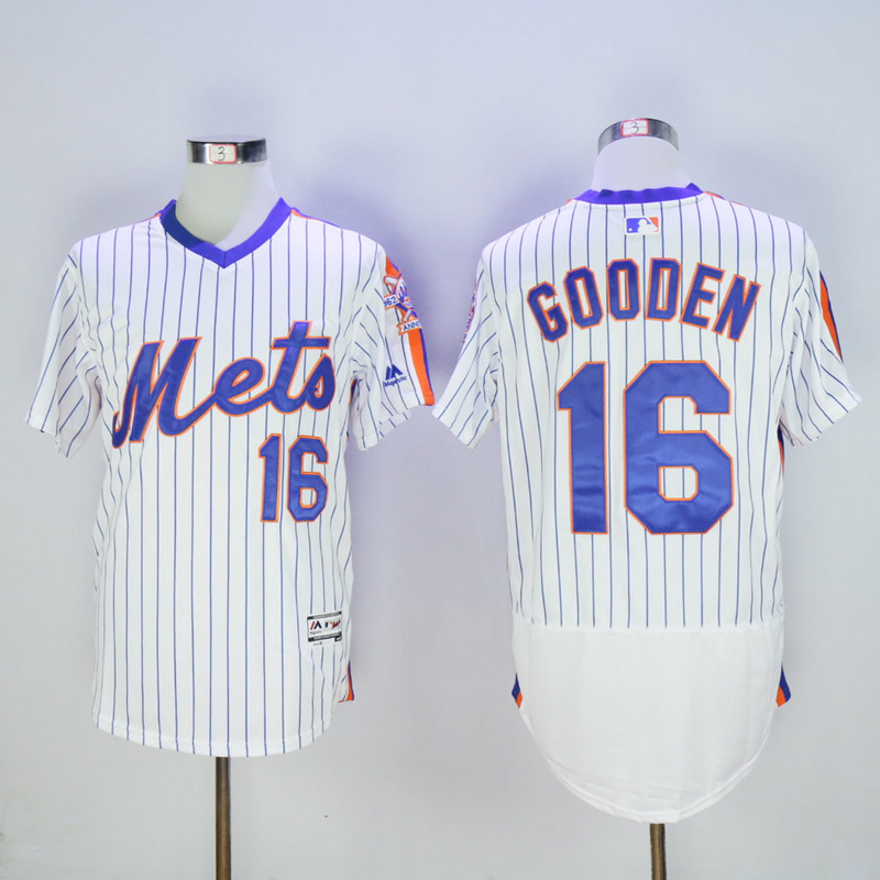 Men New York Mets #16 Gooden White Throwback Elite MLB Jerseys->->MLB Jersey